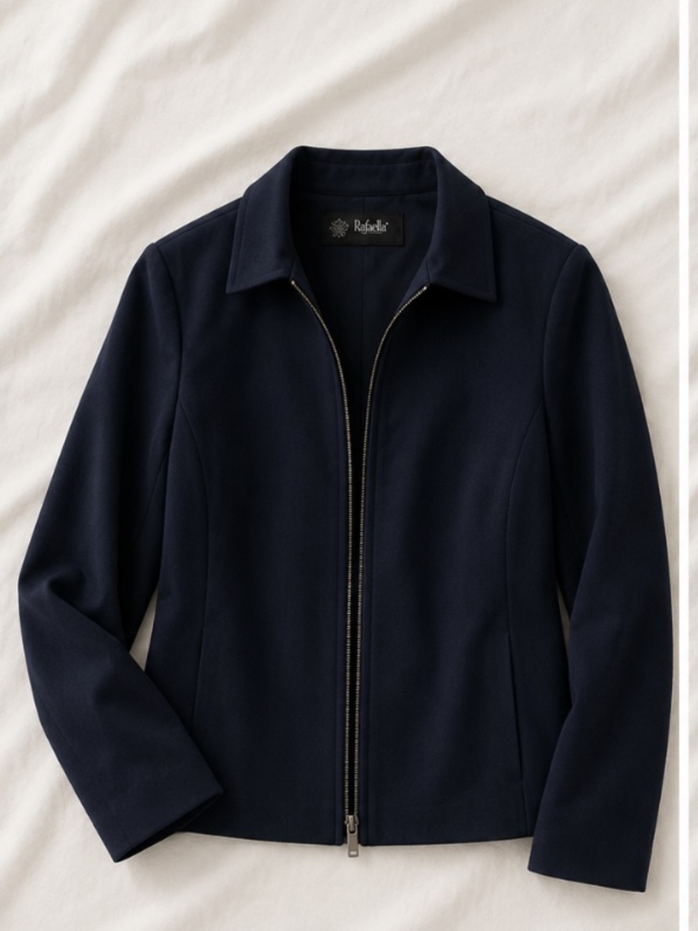 Rafaella Navy  Zip-Front Blazer Jacket